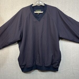 Fairway Golf Collection Men's Large Navy Blue Pullover Pockets Mesh Lined V-Neck